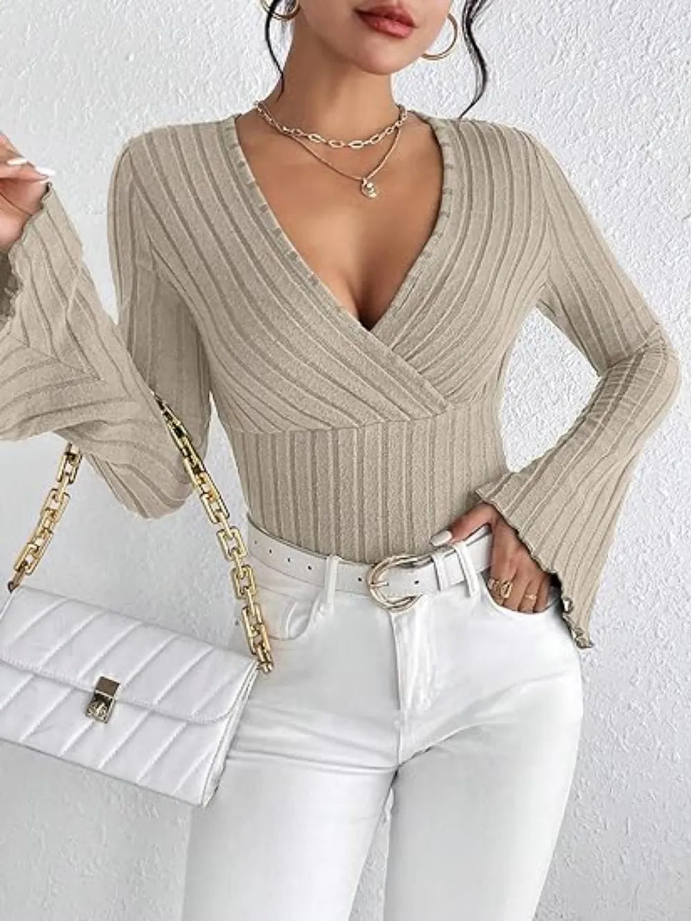 Ribbed Flare Sleeve Top – detail view 5 – Muse & Moss
