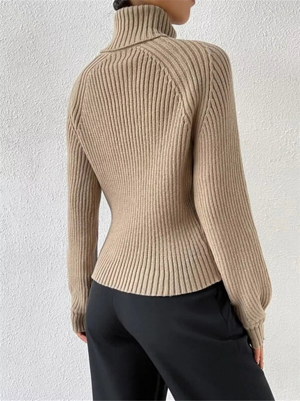 Ribbed Knit Turtleneck Sweater – detail view 7 – Muse & Moss