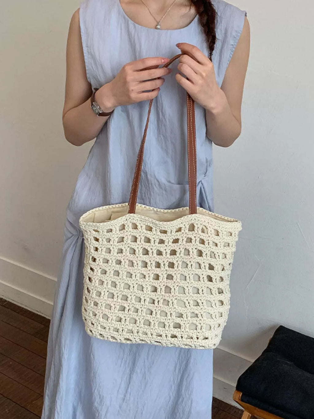 Woven Straw Handbag – detail view 4 – Muse & Moss