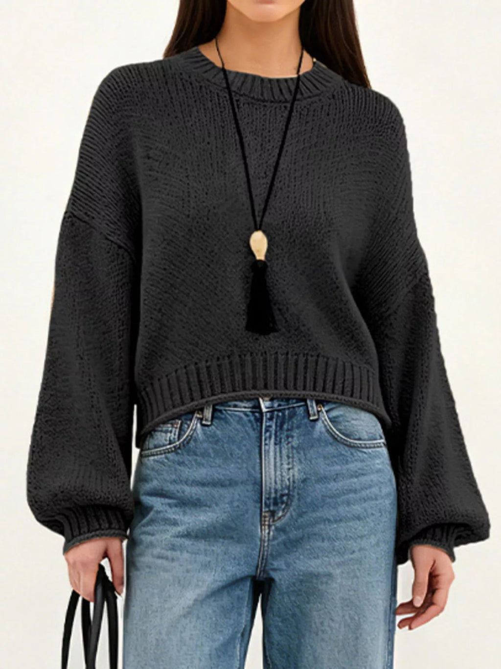 Oversized Chunky Knit Sweater – detail view 5 – Muse & Moss