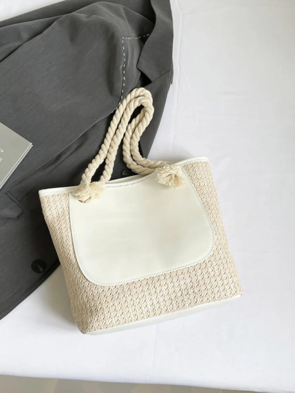 Rope Handle Straw Tote Bag – detail view 7 – Muse & Moss