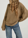 Textured Knit Openwork Dropped Shoulder Sweater – Muse & Moss