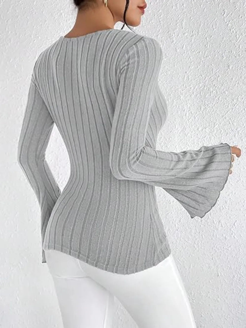 Ribbed Flare Sleeve Top – detail view 9 – Muse & Moss