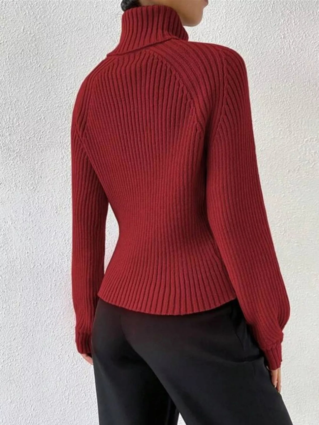 Ribbed Knit Turtleneck Sweater – detail view 3 – Muse & Moss