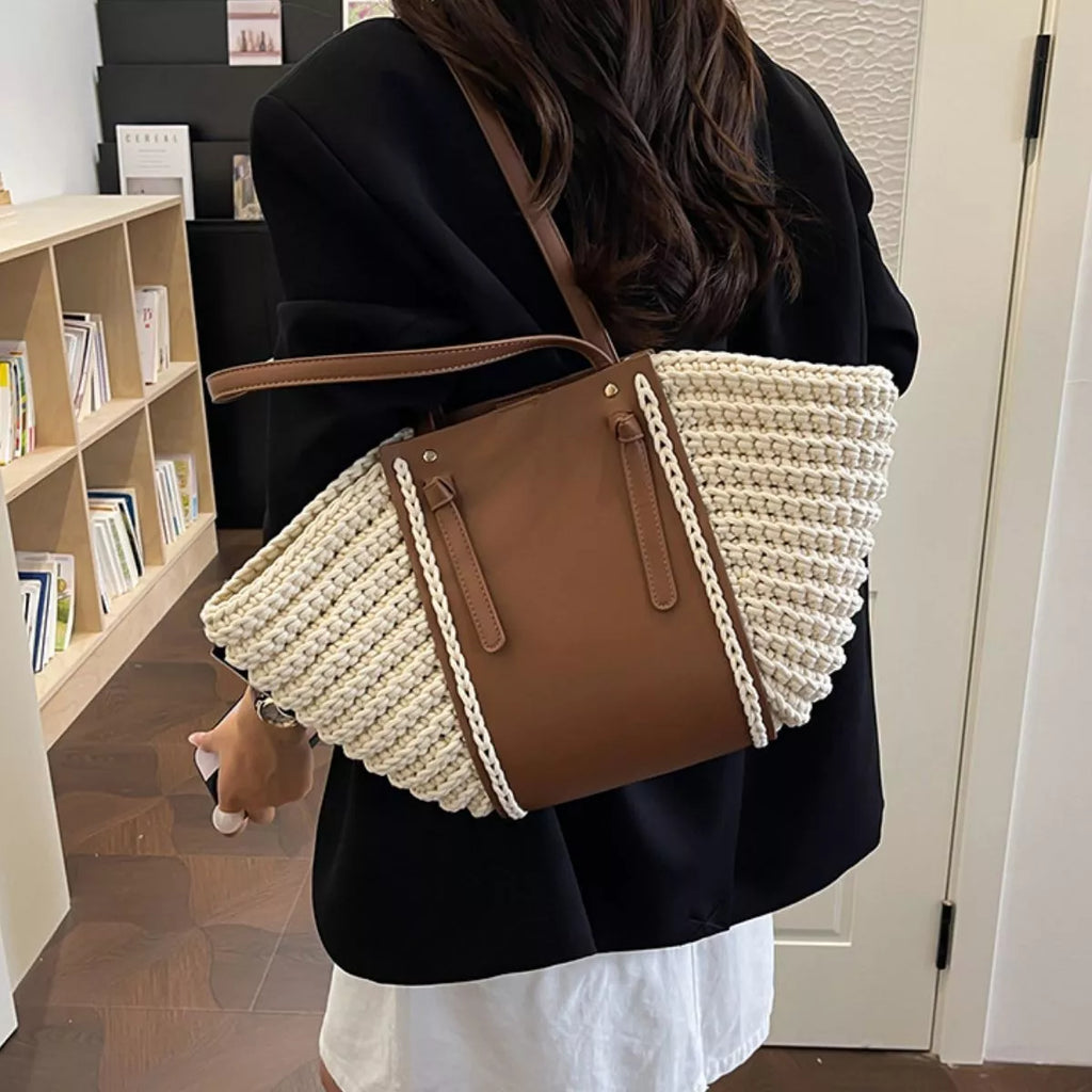 Straw Woven Shoulder Bag – detail view 3 – Muse & Moss