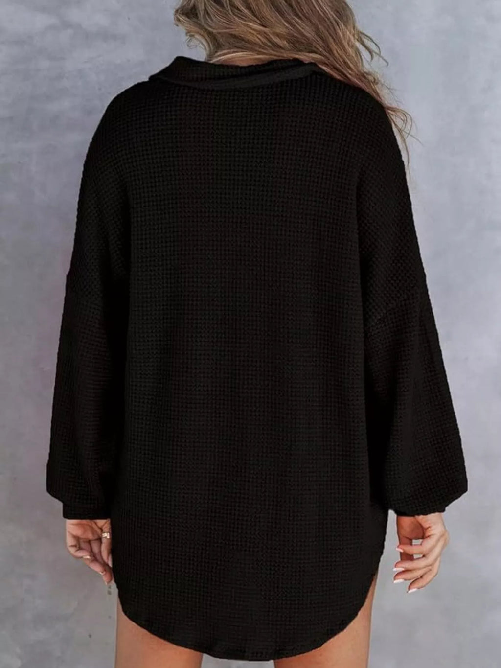 Waffle Knit Button Detail T-Shirt with Pocket – detail view 4 – Muse & Moss