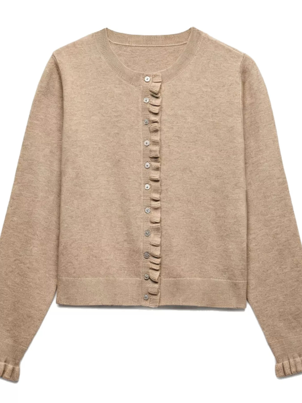 Ruffle-Trimmed Button-Down Knit Cardigan – detail view 5 – Muse & Moss