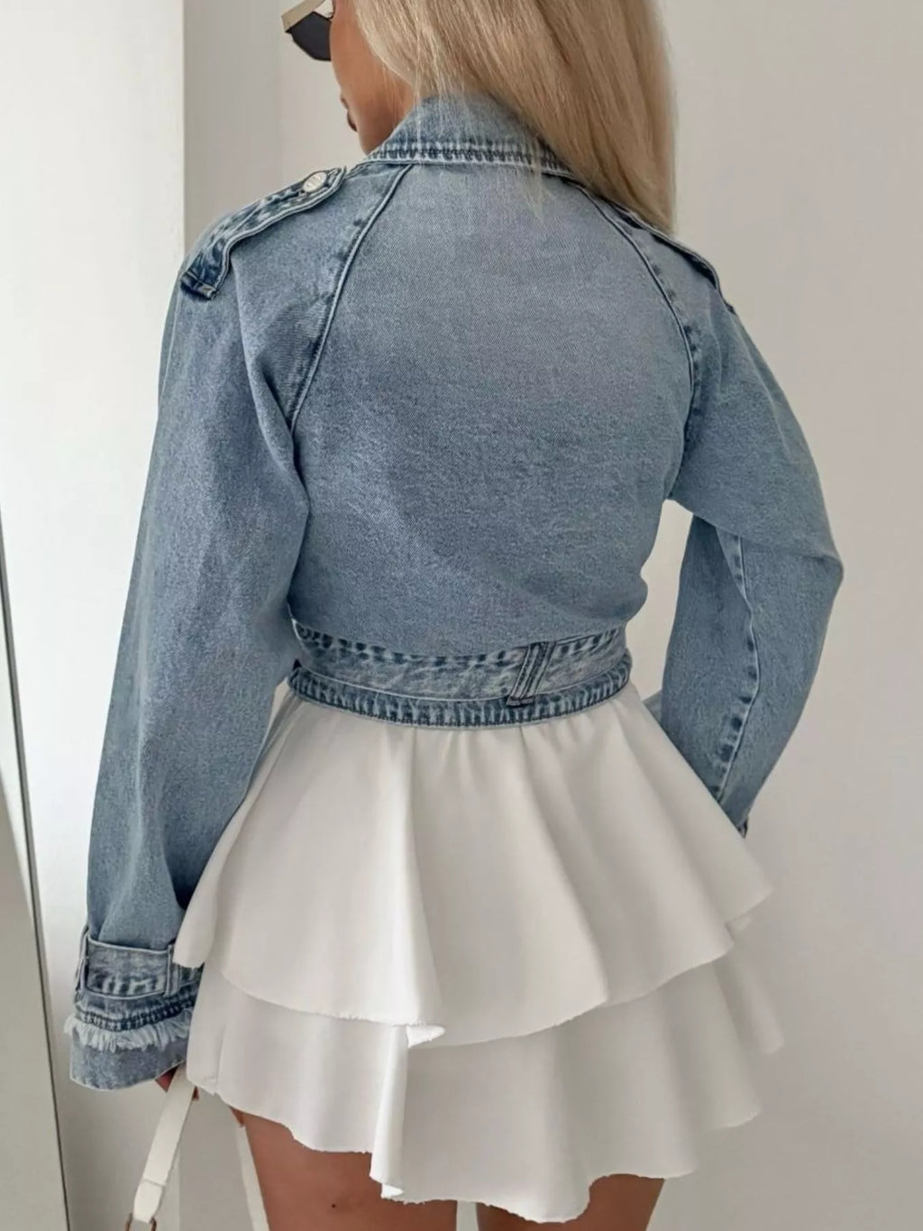 Long Sleeve Crop Denim Jacket – detail view 3 – Muse & Moss