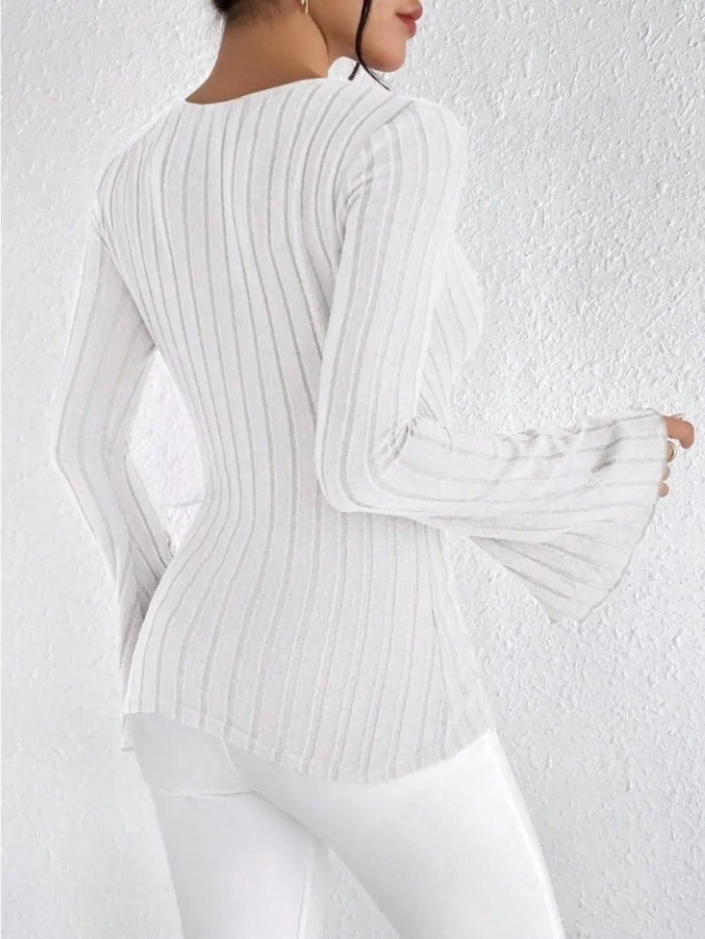 Ribbed Flare Sleeve Top – detail view 10 – Muse & Moss