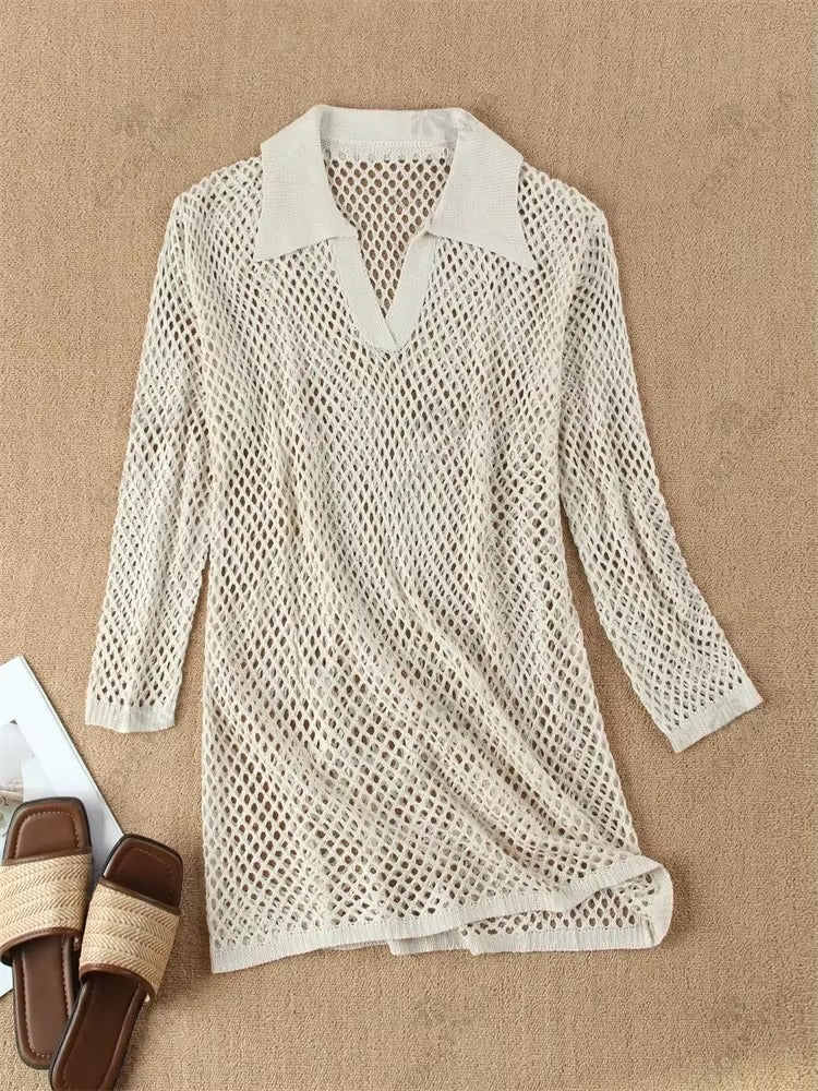 The Muse Crochet Knit Beach Cover-Up Dress