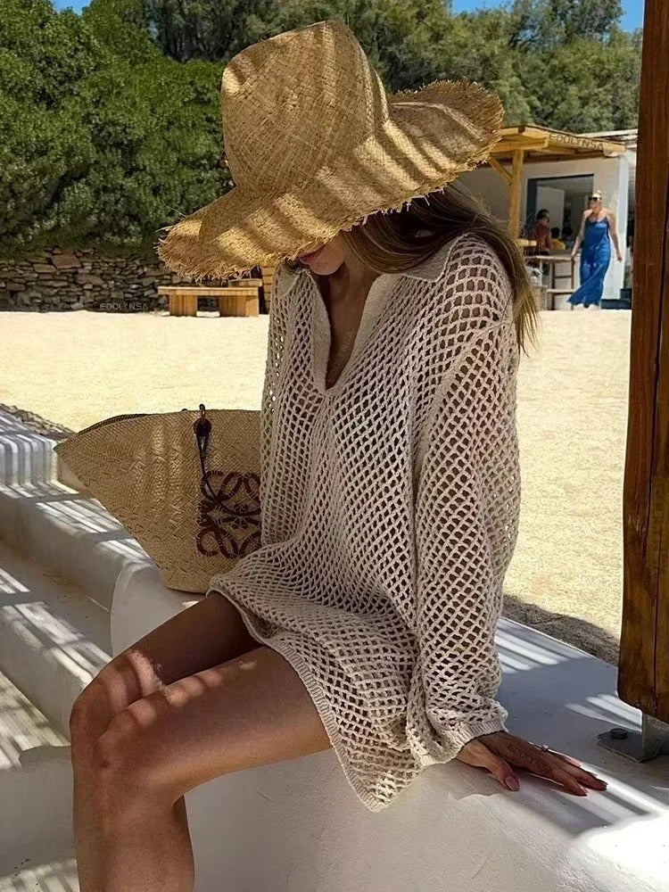 The Muse Crochet Knit Beach Cover-Up Dress