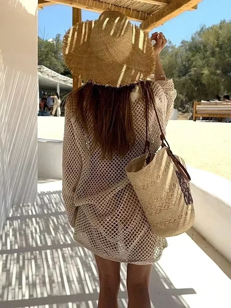 The Muse Crochet Knit Beach Cover-Up Dress