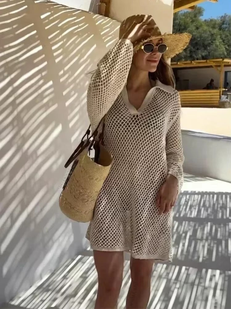 The Muse Crochet Knit Beach Cover-Up Dress